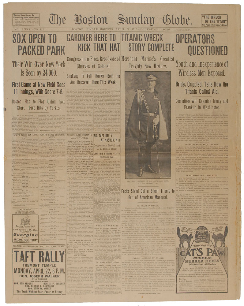 Lot #131 Boston Sunday Globe: April 21, 1912