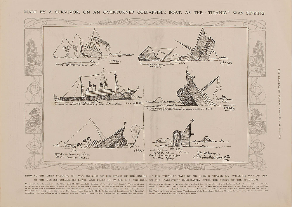 Lot #145 John Thayer’s Sketches of the Sinking