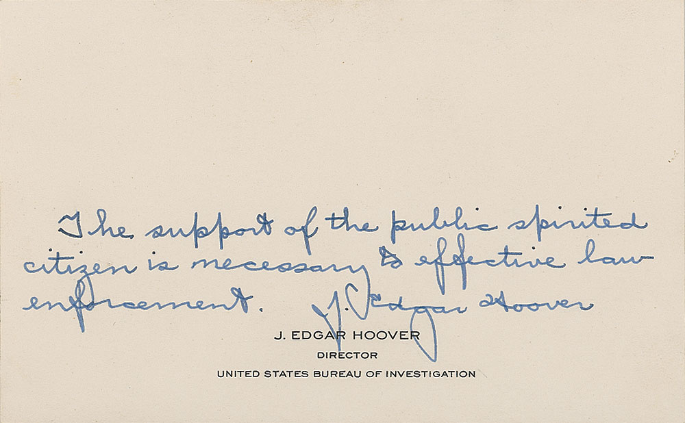 Lot #362 J. Edgar Hoover