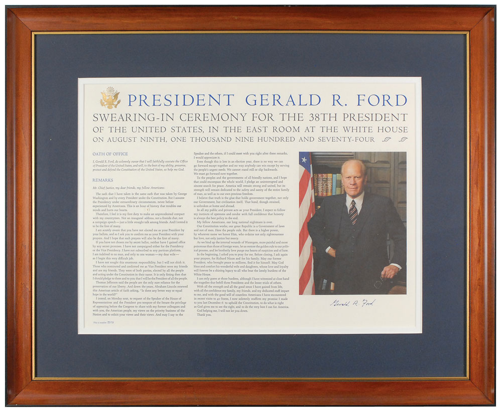 Lot #267 Gerald Ford Signed Broadside