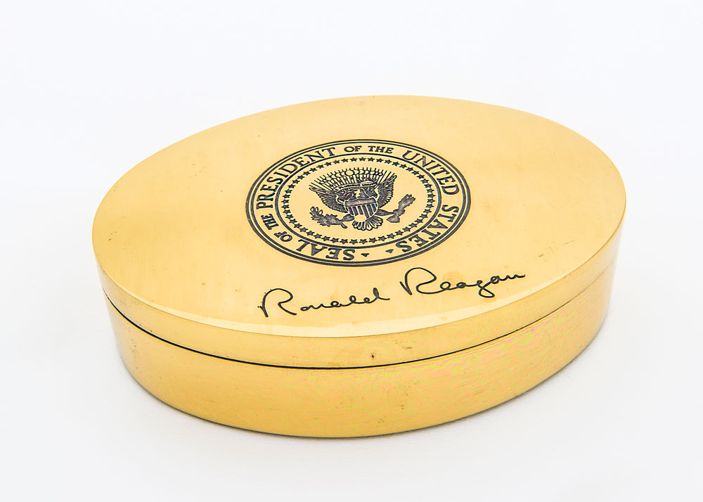 Lot #290 Ronald Reagan Gold-Tone Dish