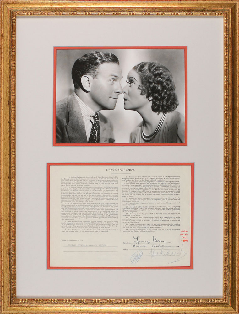 Lot #1034 George Burns and Gracie Allen