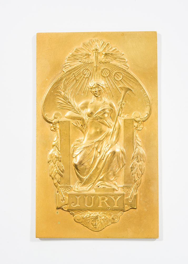 Lot #372 Official 1900 Jury Gold Plaque