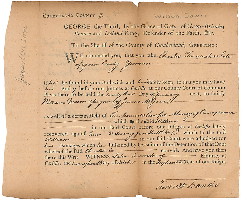 Lot #212 Declaration of Independence: James Wilson