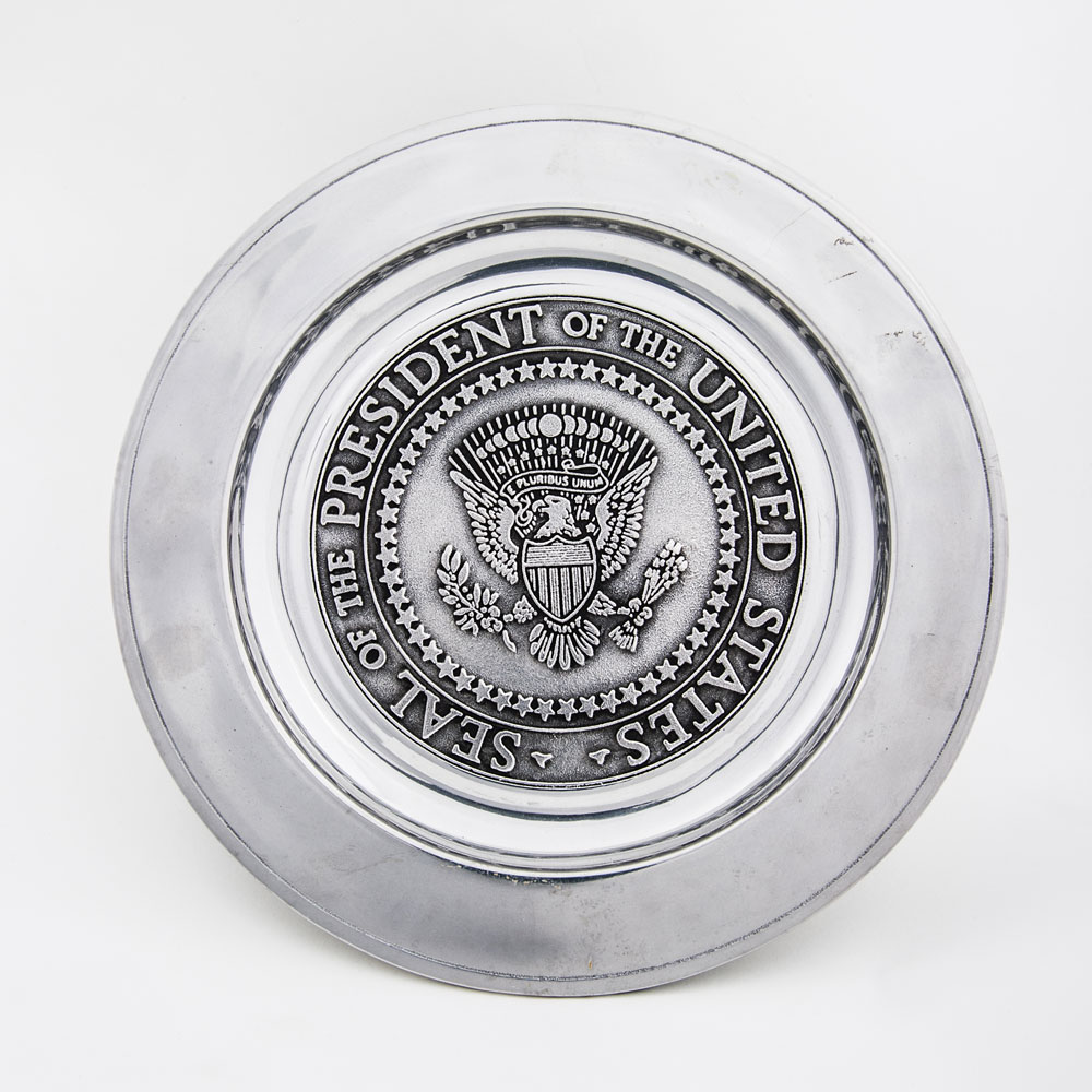 Lot #291 Ronald Reagan Pewter Gift Plate