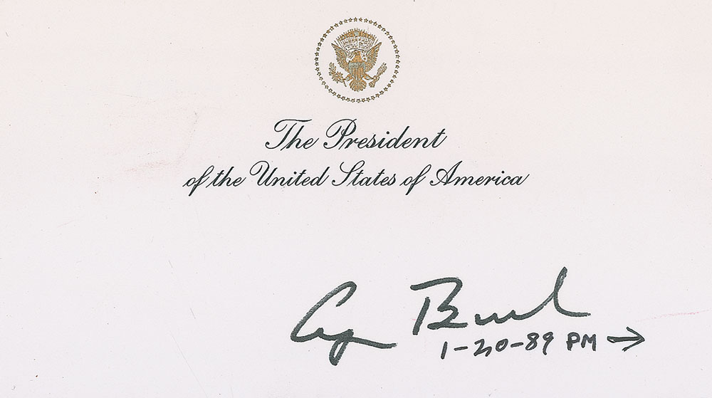 Lot #315 George Bush Signed Presidential Seal Card