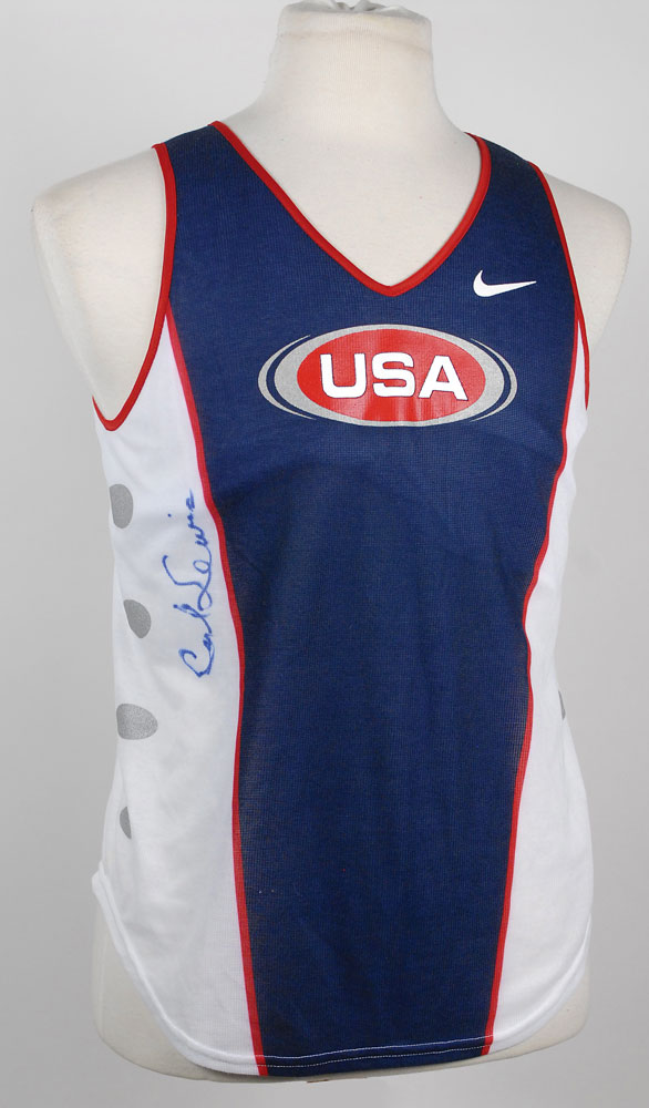 Lot #454 Carl Lewis Signed Jersey