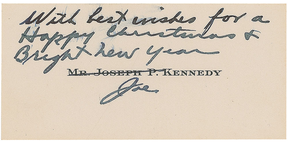 Lot #223 Joseph P. Kennedy Signed Calling Card