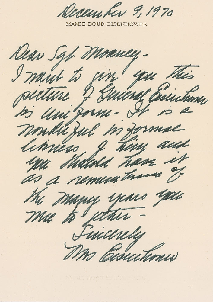 Lot #210 Mamie Eisenhower Autographed Letter