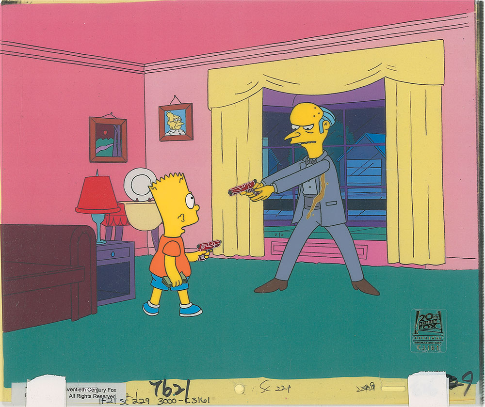 Lot #524 Bart Simpson and Mr. Burns production cel