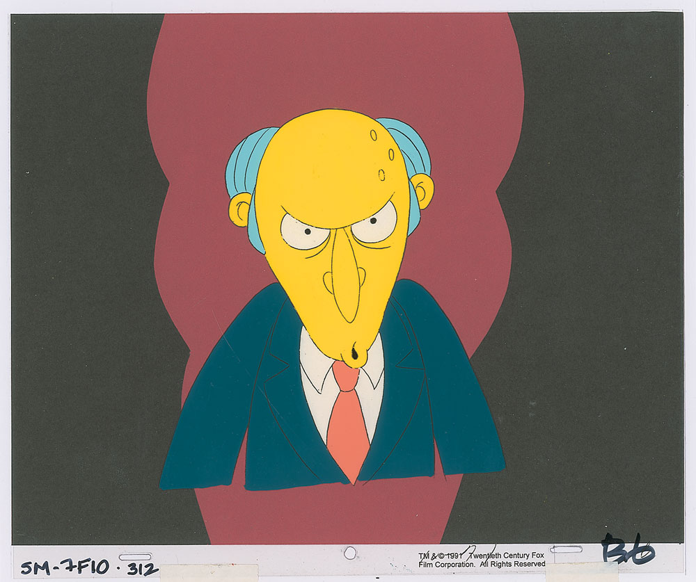 Lot #521 Mr. Burns production cel from The