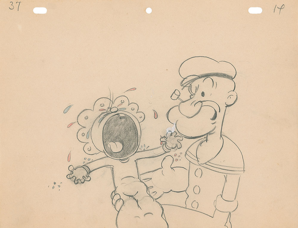Lot #10 Popeye and Billy Boop production drawing from Sock-a-Bye, Baby - Image 1