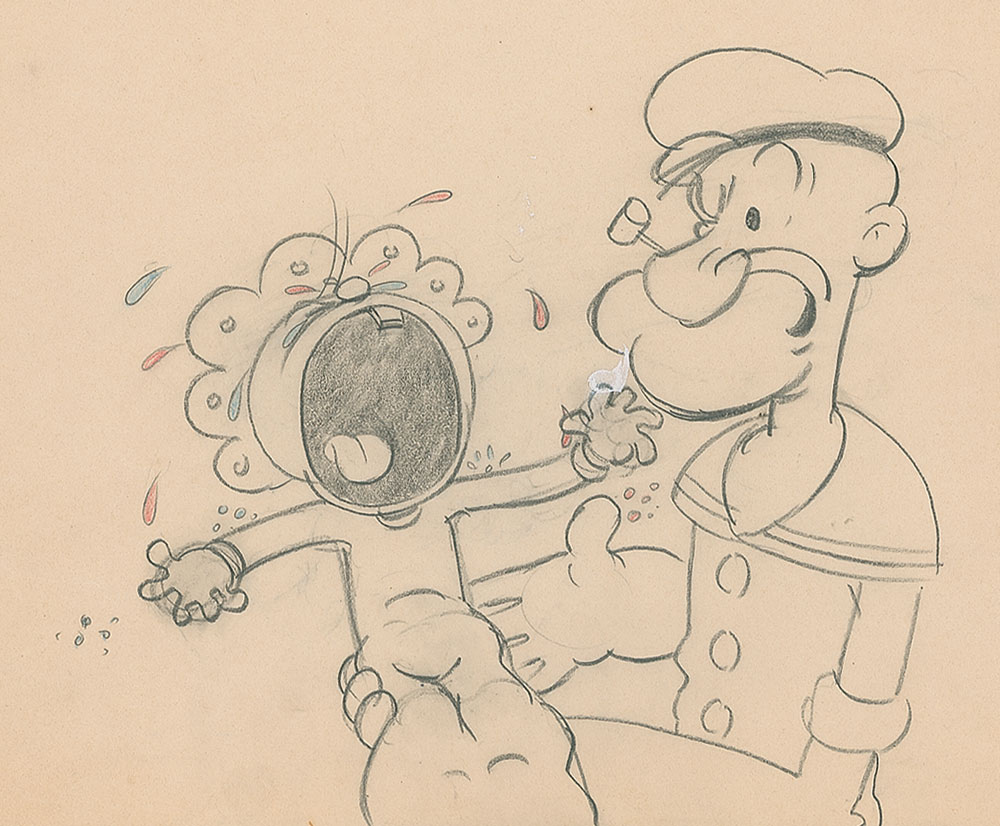 Lot #10 Popeye and Billy Boop production drawing from Sock-a-Bye, Baby - Image 2