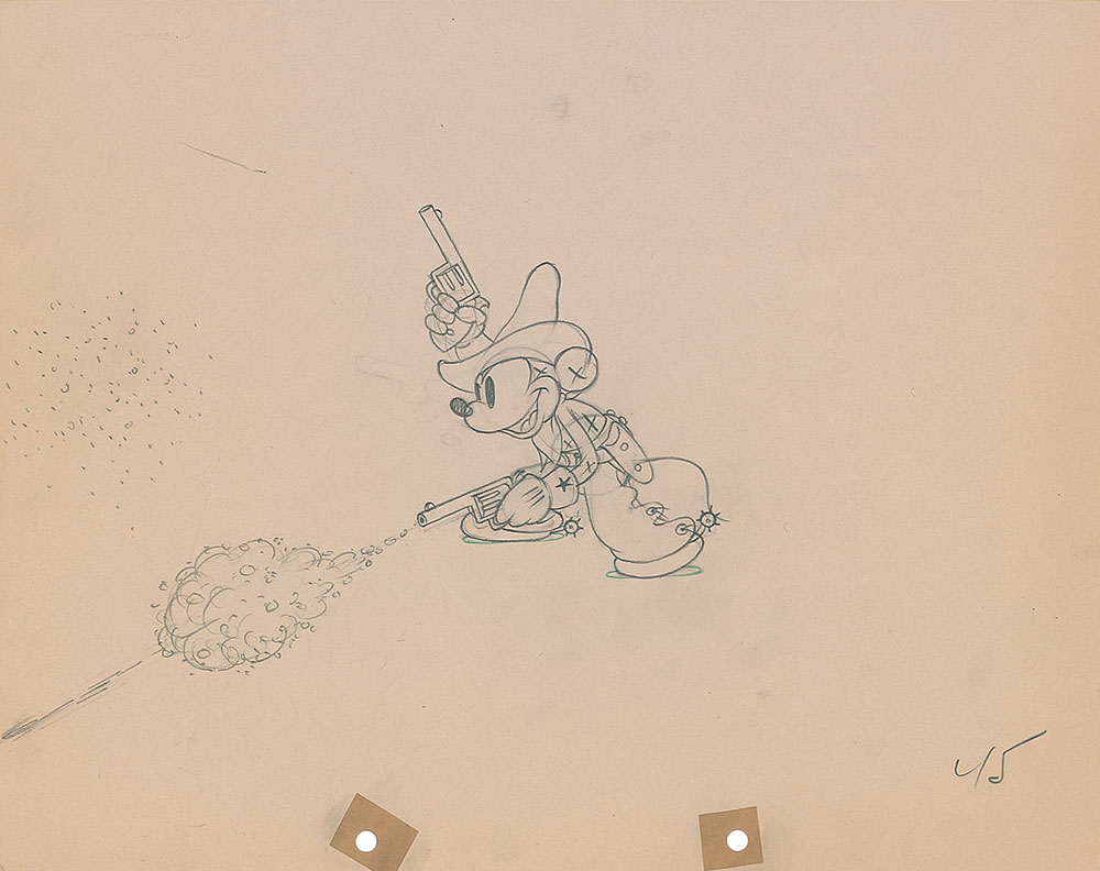 Lot #31 Mickey Mouse production drawing from Two-Gun Mickey
