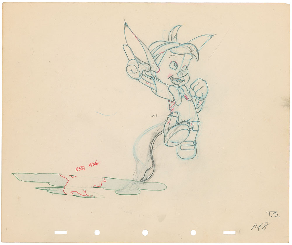Lot #136 Pinocchio production drawing from
