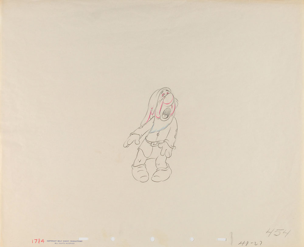 Lot #86 Sneezy production drawing from Snow White