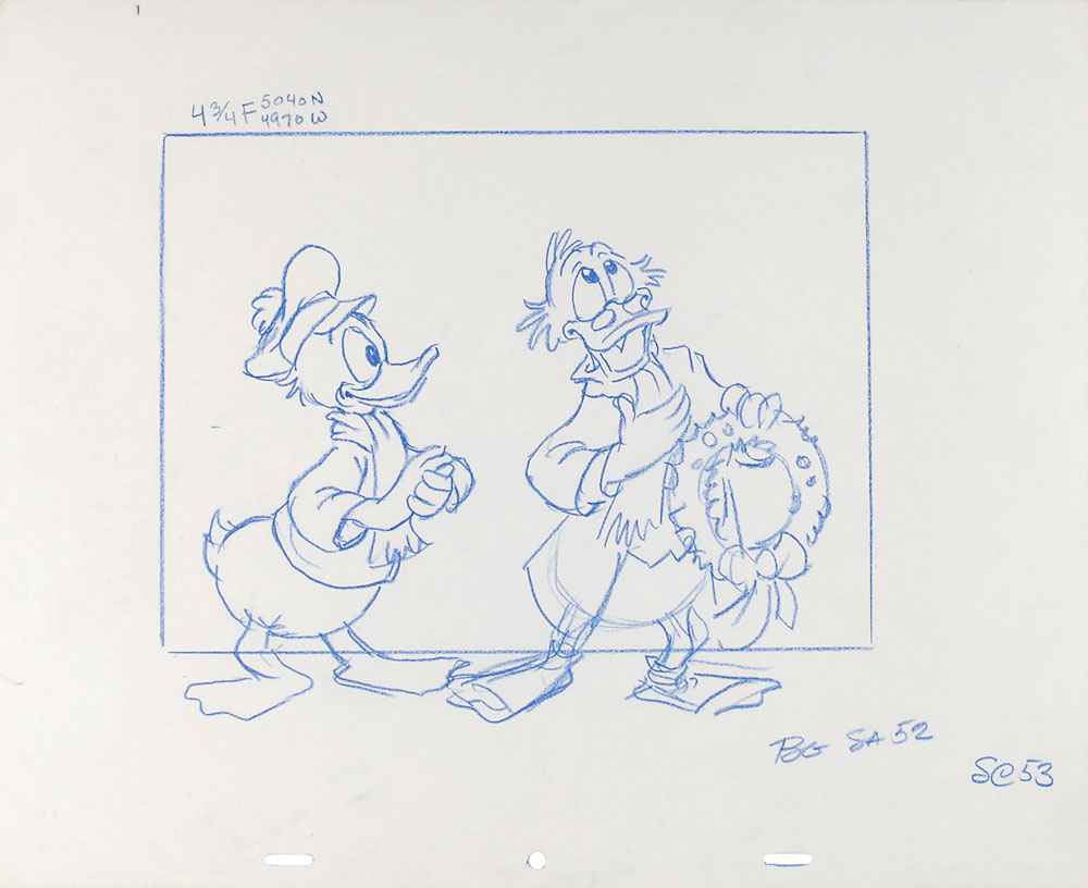 Lot #294 Scrooge and Donald Duck layout drawing from Mickey’s Christmas Carol
