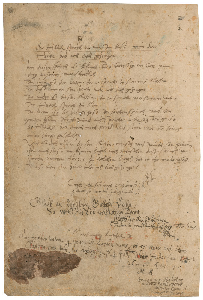 Lot #1001 Martin Luther Autograph Manuscript Signed