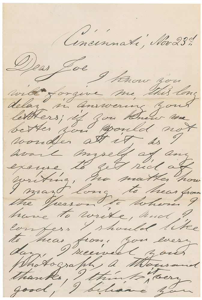 Lot #1024 John Wilkes Booth Autograph Letter Signed
