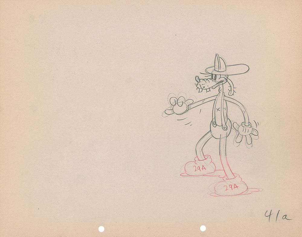 Lot #32 Goofy production drawing from Mickey’s Fire Brigade - Image 1