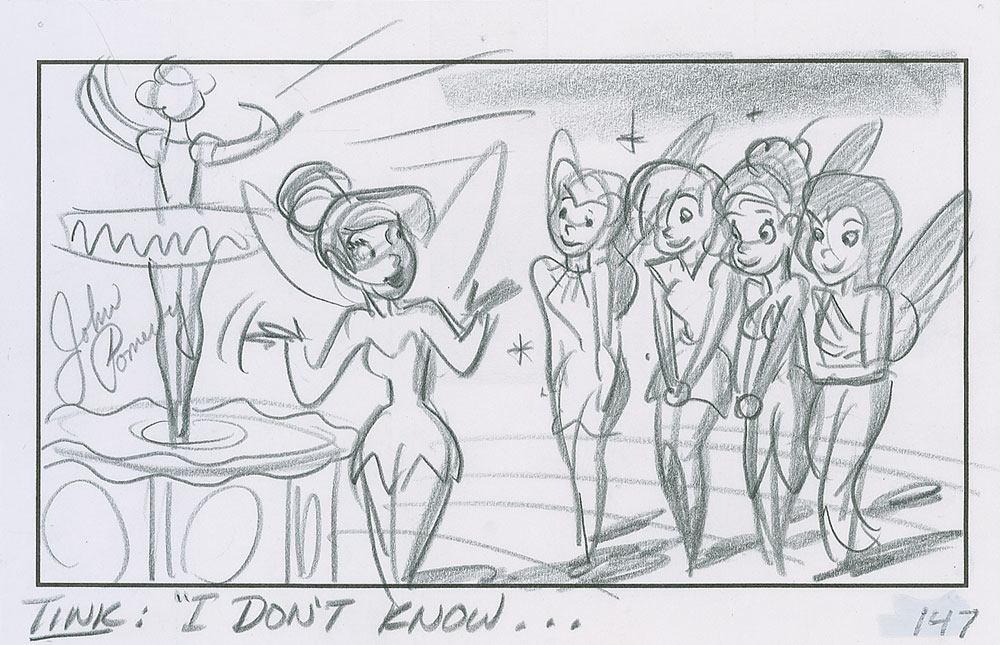 Lot #334 Tinker Bell production storyboard drawing