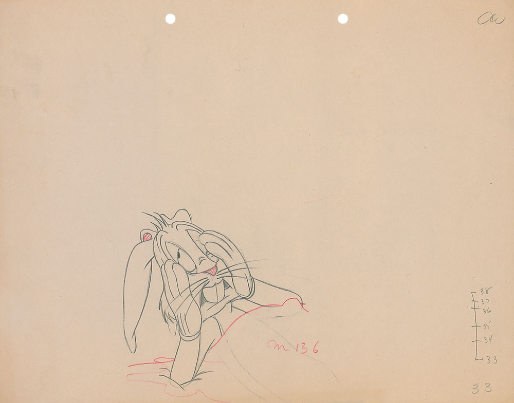 Lot #392 Bugs Bunny production drawing from a