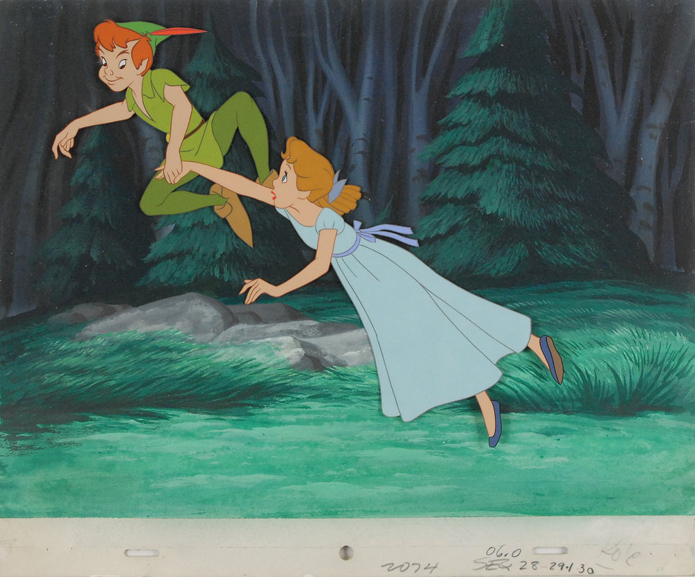 Peter Pan and Wendy production cel and production background setup