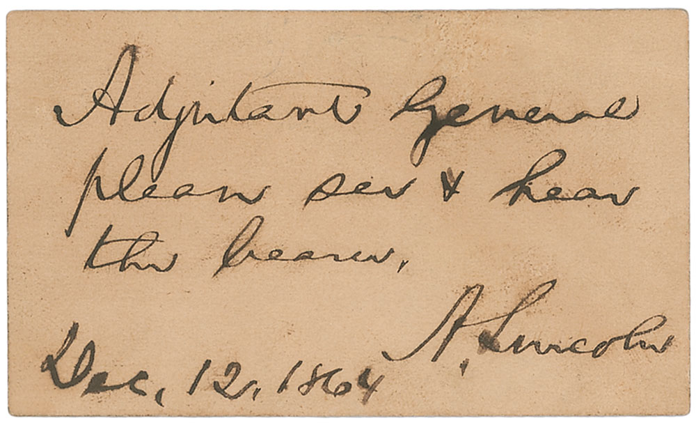 Lot #5 Abraham Lincoln Autographed Note Signed
