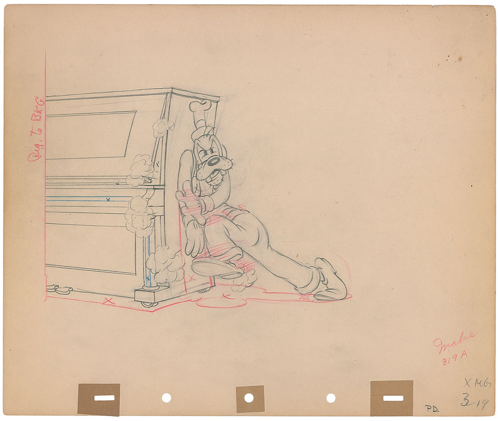 Lot #40 Goofy and Piano production drawing from