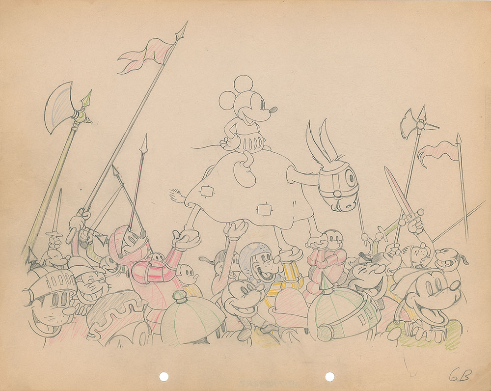 Lot #26 Mickey Mouse production drawing from Ye Olden Days