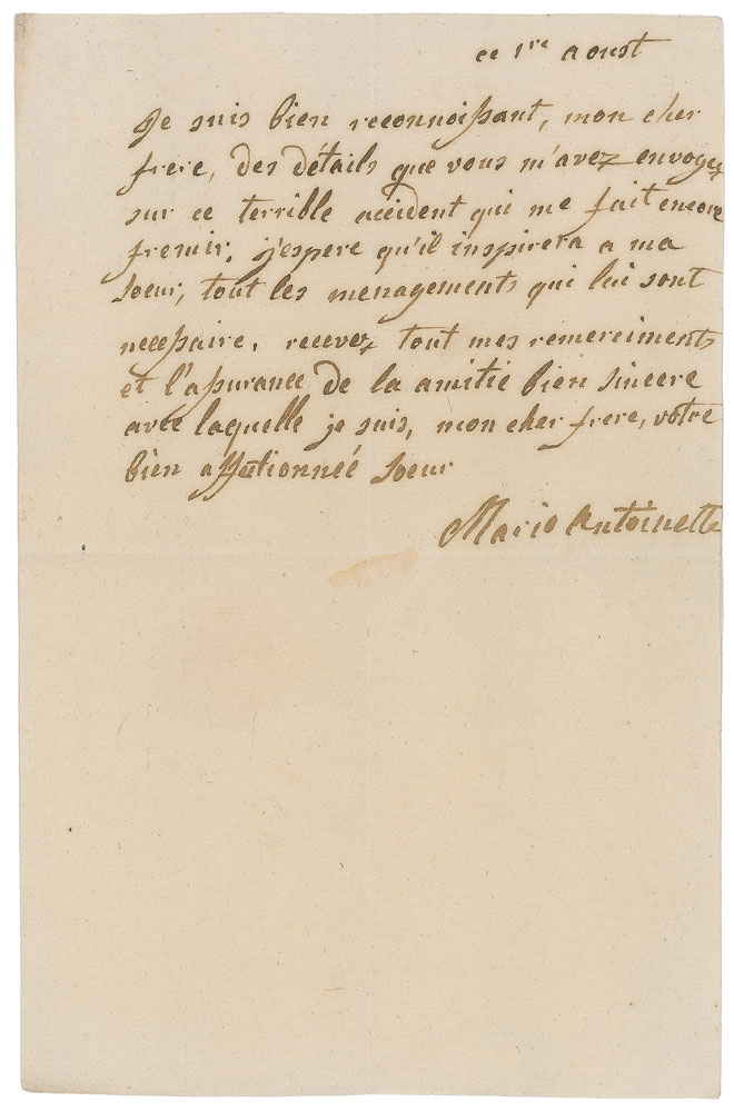 Lot #1018 Marie Antoinette Autograph Letter Signed