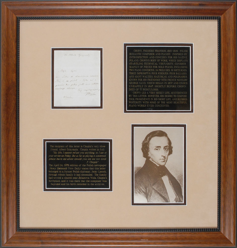 Lot #1035 Frederic Chopin Autograph Letter Signed