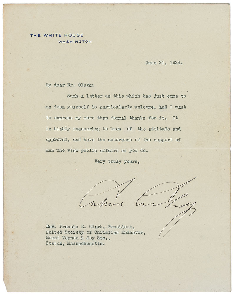 Lot #138 Woodrow Wilson and Calvin Coolidge - Image 1