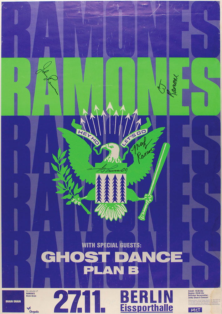 Lot #509 The Ramones Berlin Show-Used Signed