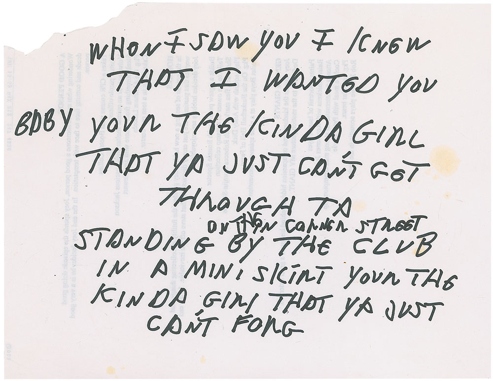 Lot #499 Joey Ramone’s Lyrics: Don’t Worry About