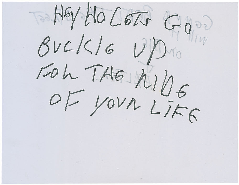 Lot #497 Joey Ramone’s Lyrics: Hey Ho Let’s Go
