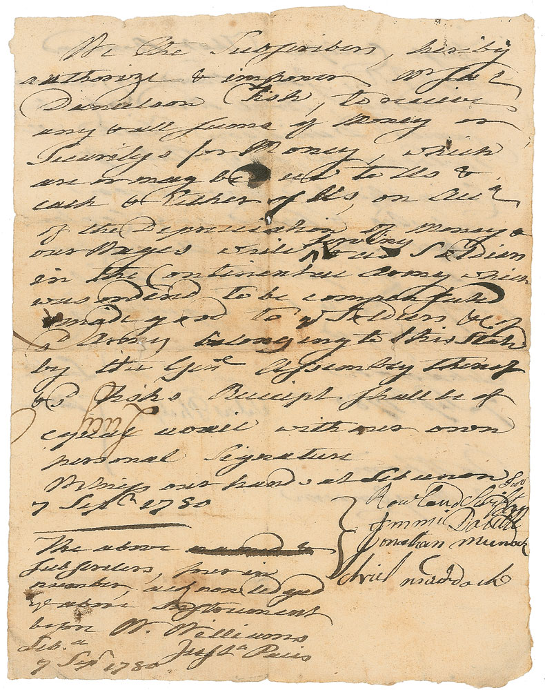 Lot #173 Declaration of Independence: William