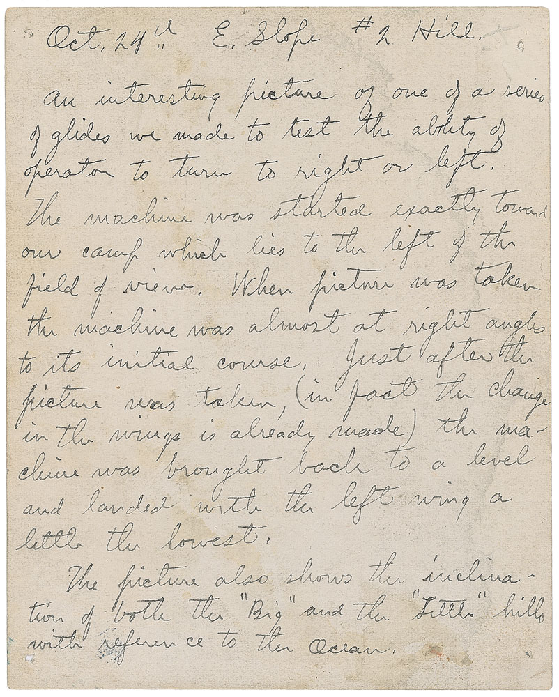 Lot #2129 Wilbur Wright Handwritten Aviation Notes
