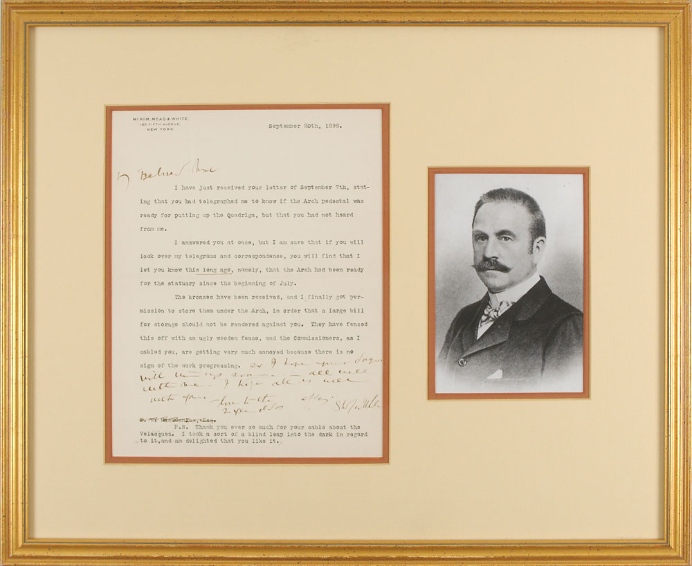 Lot #2105 Stanford White Typed Letter Signed