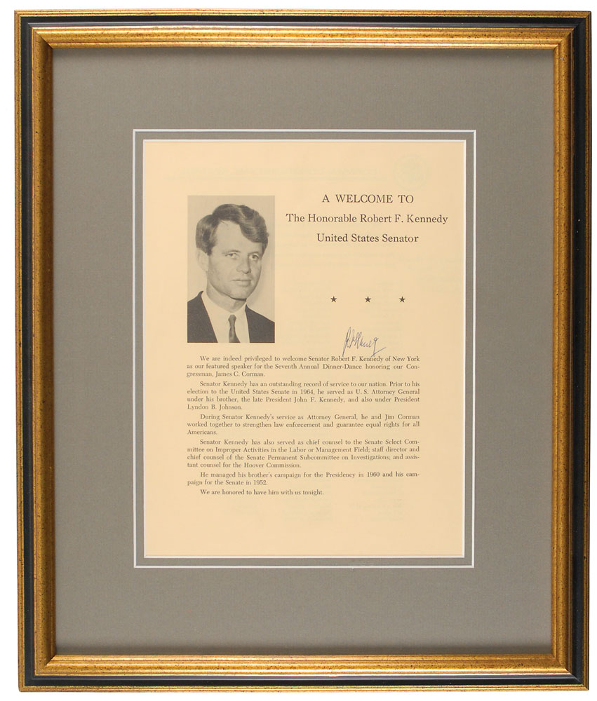 Lot #2058 Robert F. Kennedy Signed Program