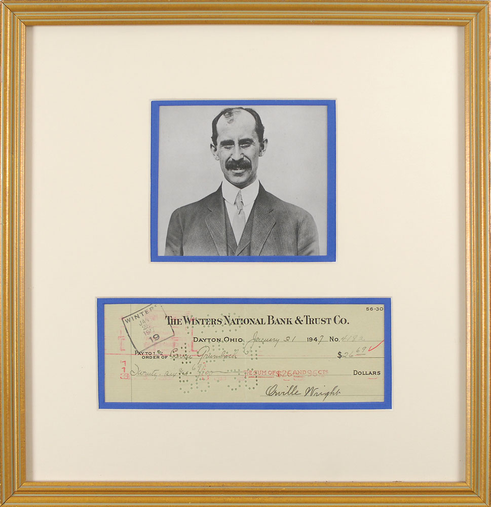 Lot #2085 Orville Wright Signed Check