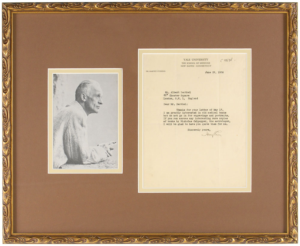 Lot #2090 Harvey Cushing Typed Letter Signed