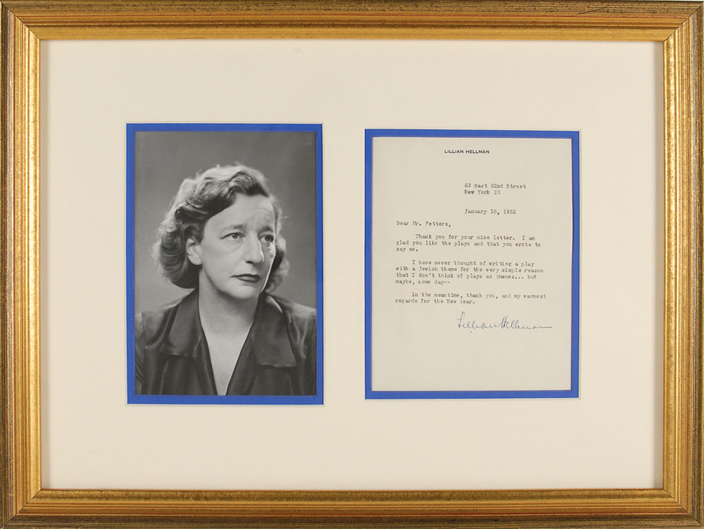 Lot #2124 Lillian Hellman Typed Letter Signed