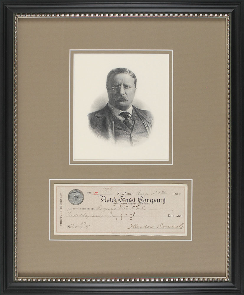 Lot #2008 Theodore Roosevelt Signed Check - Image 1