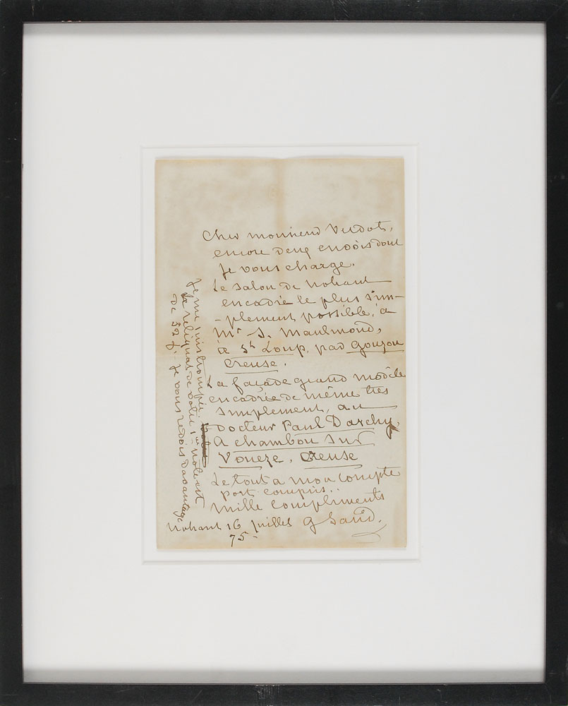 Lot #2107 George Sand Autograph Letter Signed
