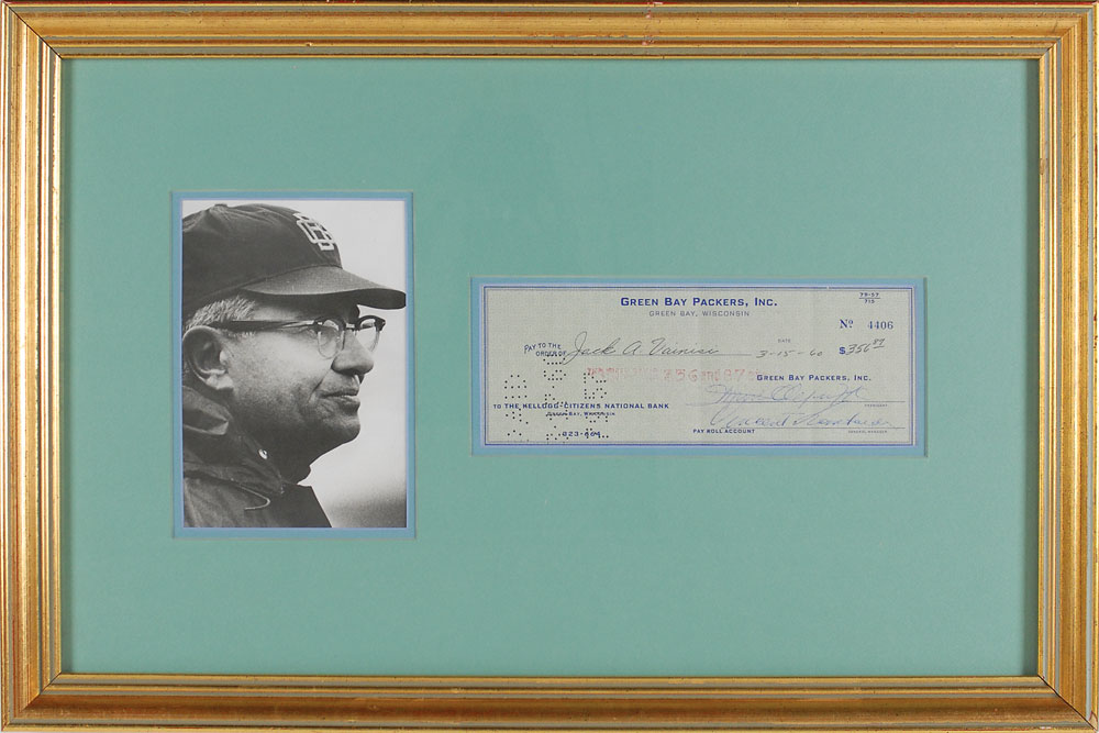 Lot #2140 Vince Lombardi Signed Check