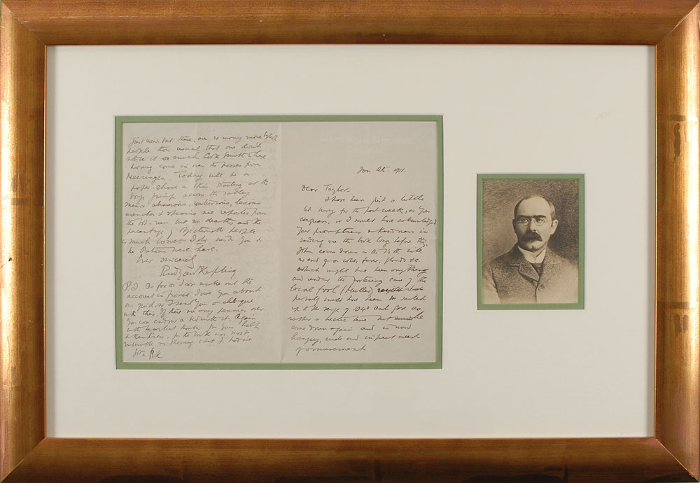 Lot #2114 Rudyard Kipling Autograph Letter Signed