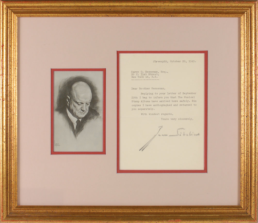 Lot #2133 Jean Sibelius Typed Letter Signed