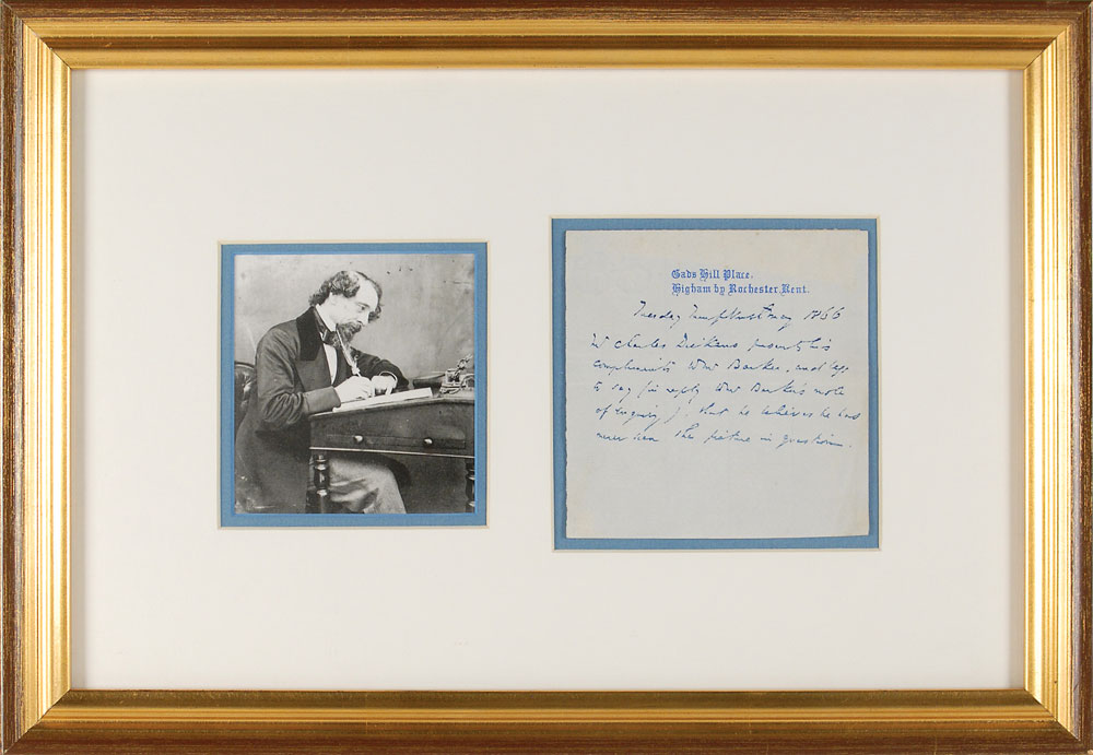 Lot #2100 Charles Dickens Third-person Autograph