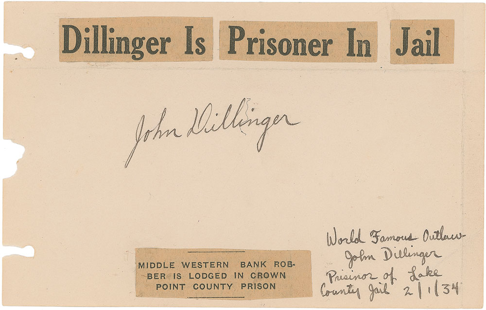 Lot #168 John Dillinger